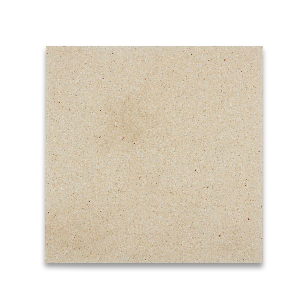 Beige square tile with a textured surface on a white background