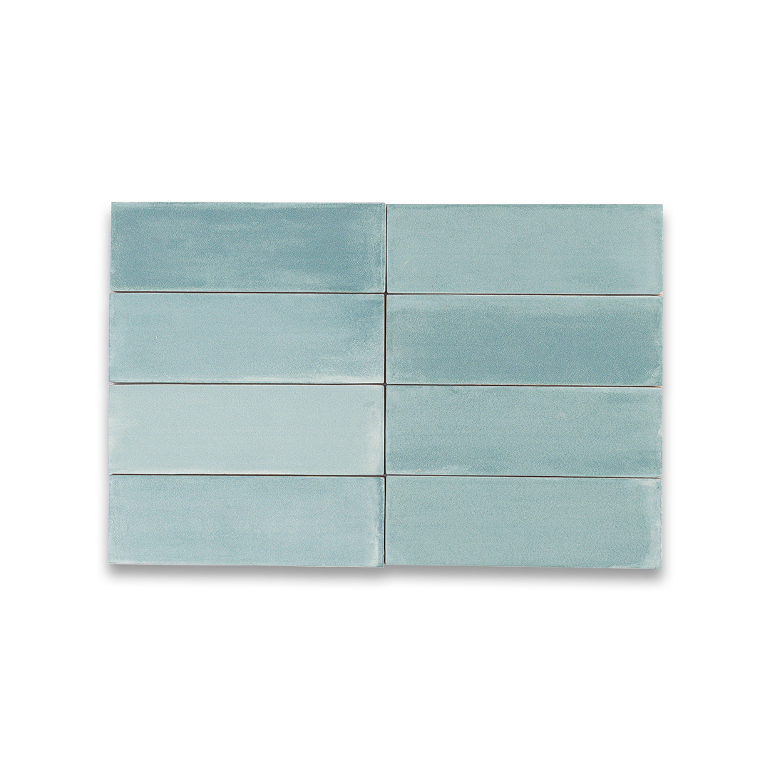 Set of six light blue tiles arranged in a grid pattern on a white background