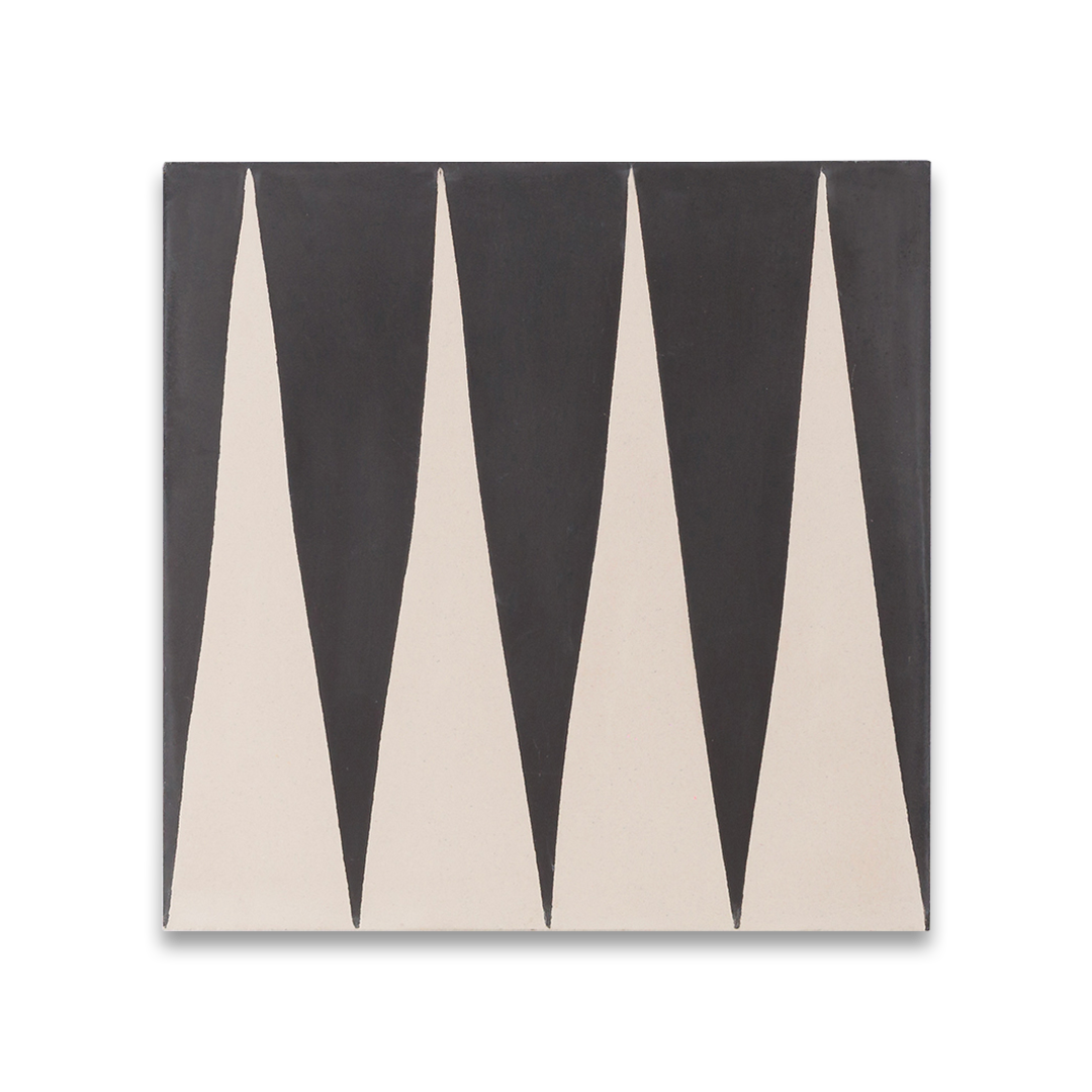 Abstract art piece with black and beige geometric shapes on a white background