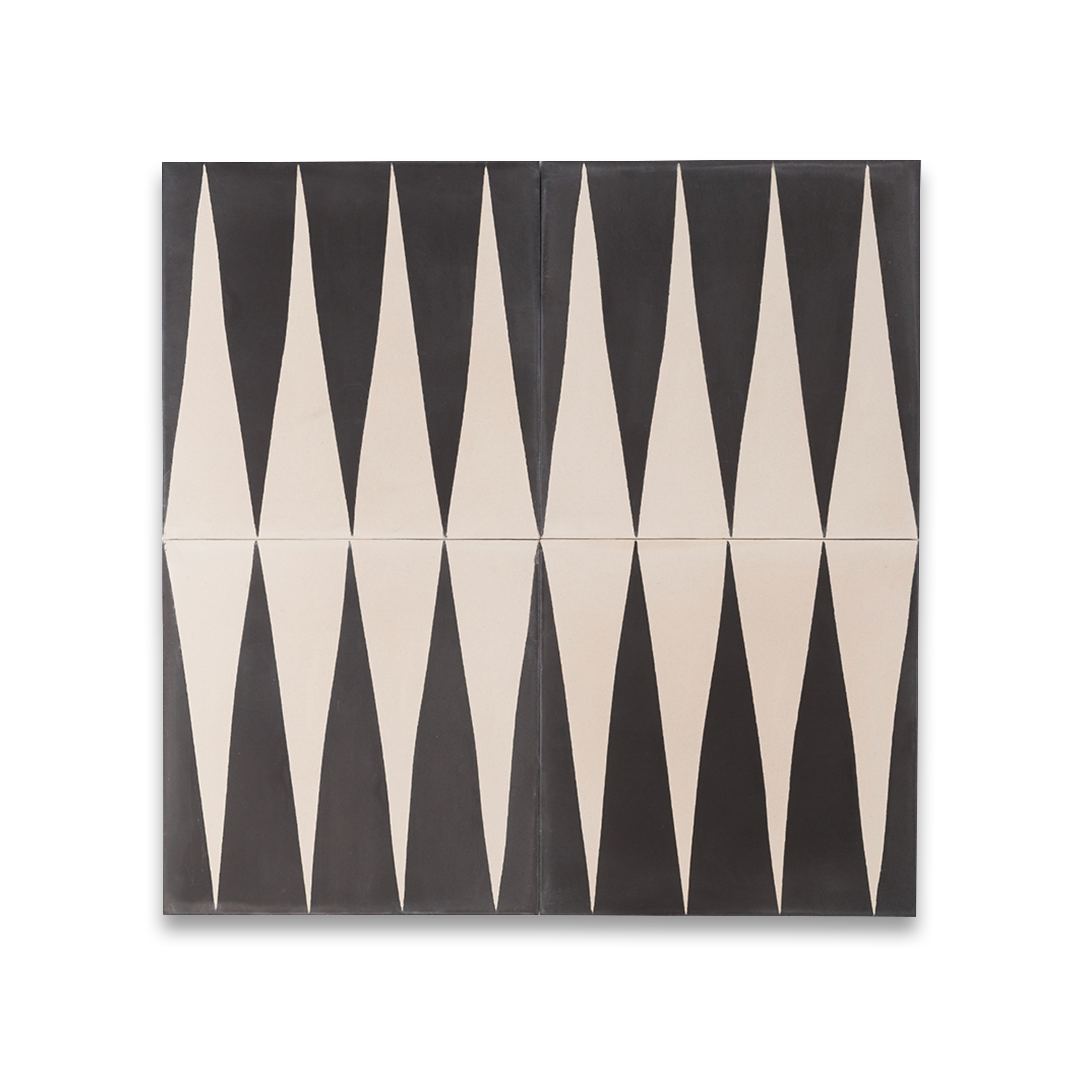 Tile with geometric pattern on a white background