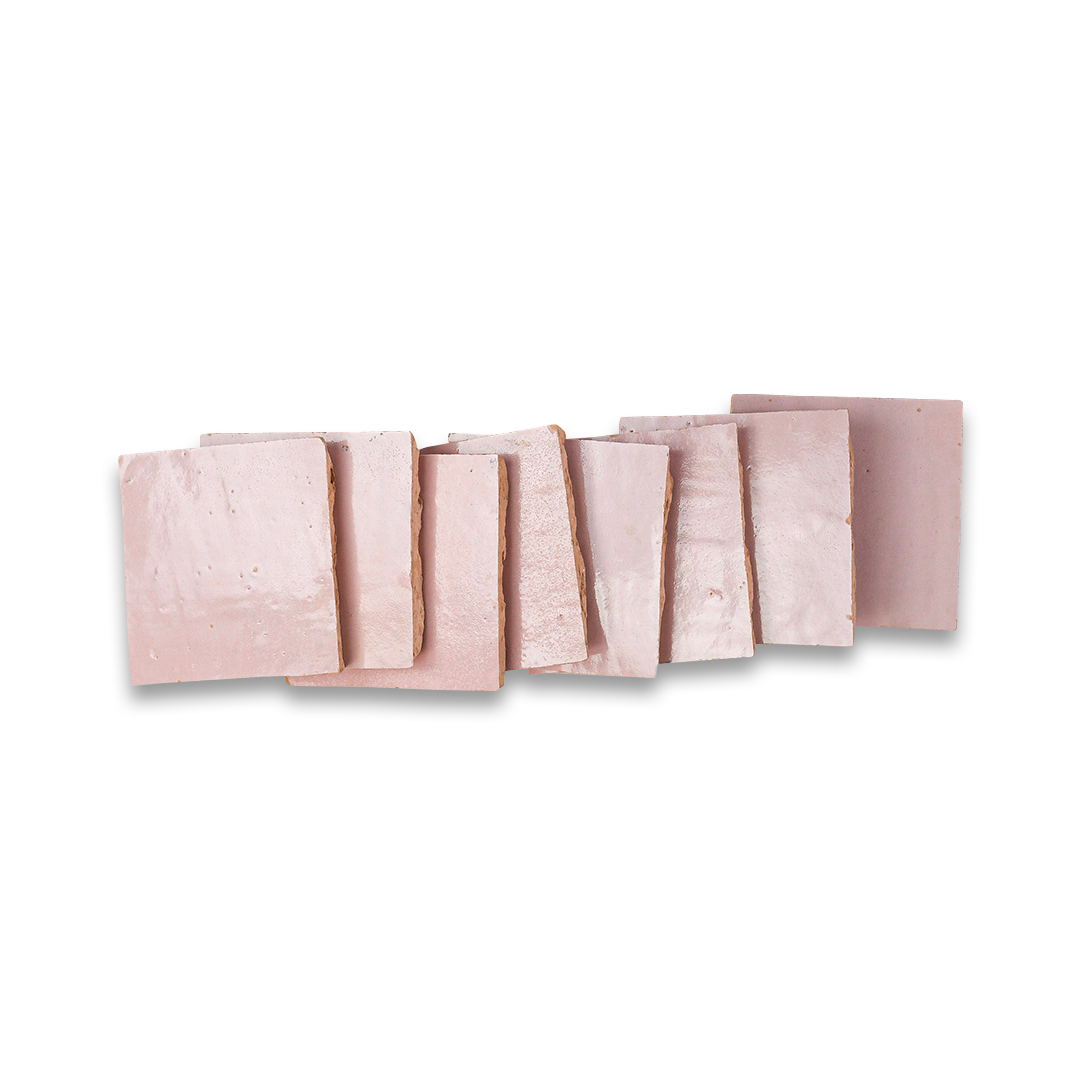 Set of pink napkins on a white background