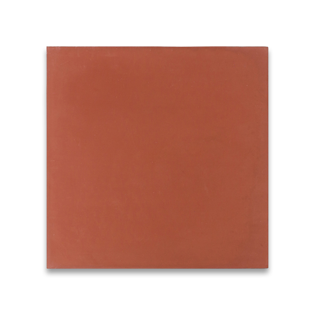 Square cement tile design in solid terracotta red with a smooth matte finish and subtle texture, ideal for rustic, Mediterranean, or contemporary flooring and wall applications.