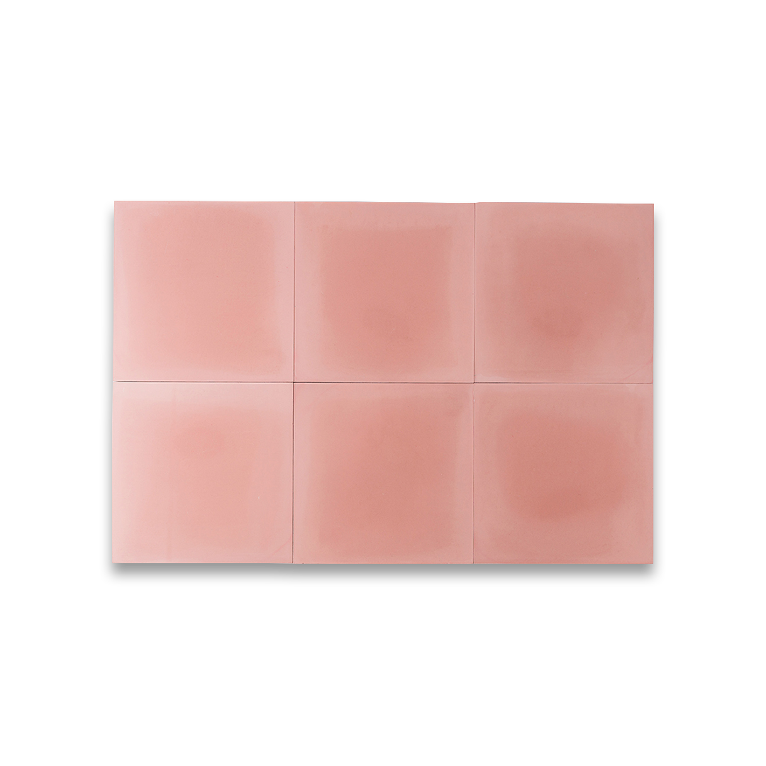 Square cement tile design in solid blush pink color with a smooth matte finish and subtle tonal variation, ideal for modern flooring, wall cladding, or minimalist interior decor.