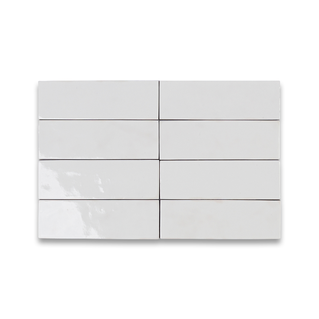 Set of white ceramic tiles on a white background