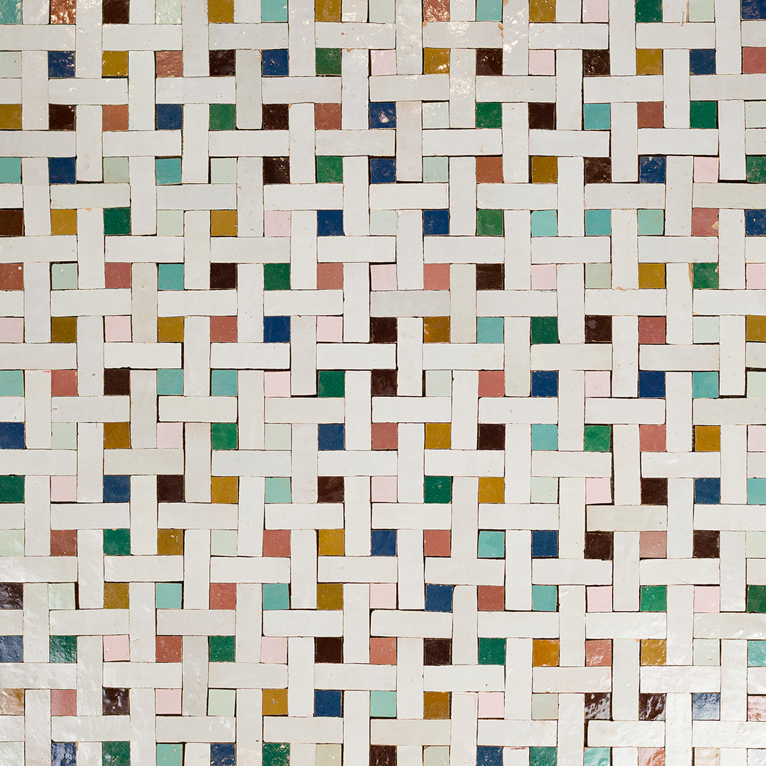 Colorful tile mosaic with a geometric pattern