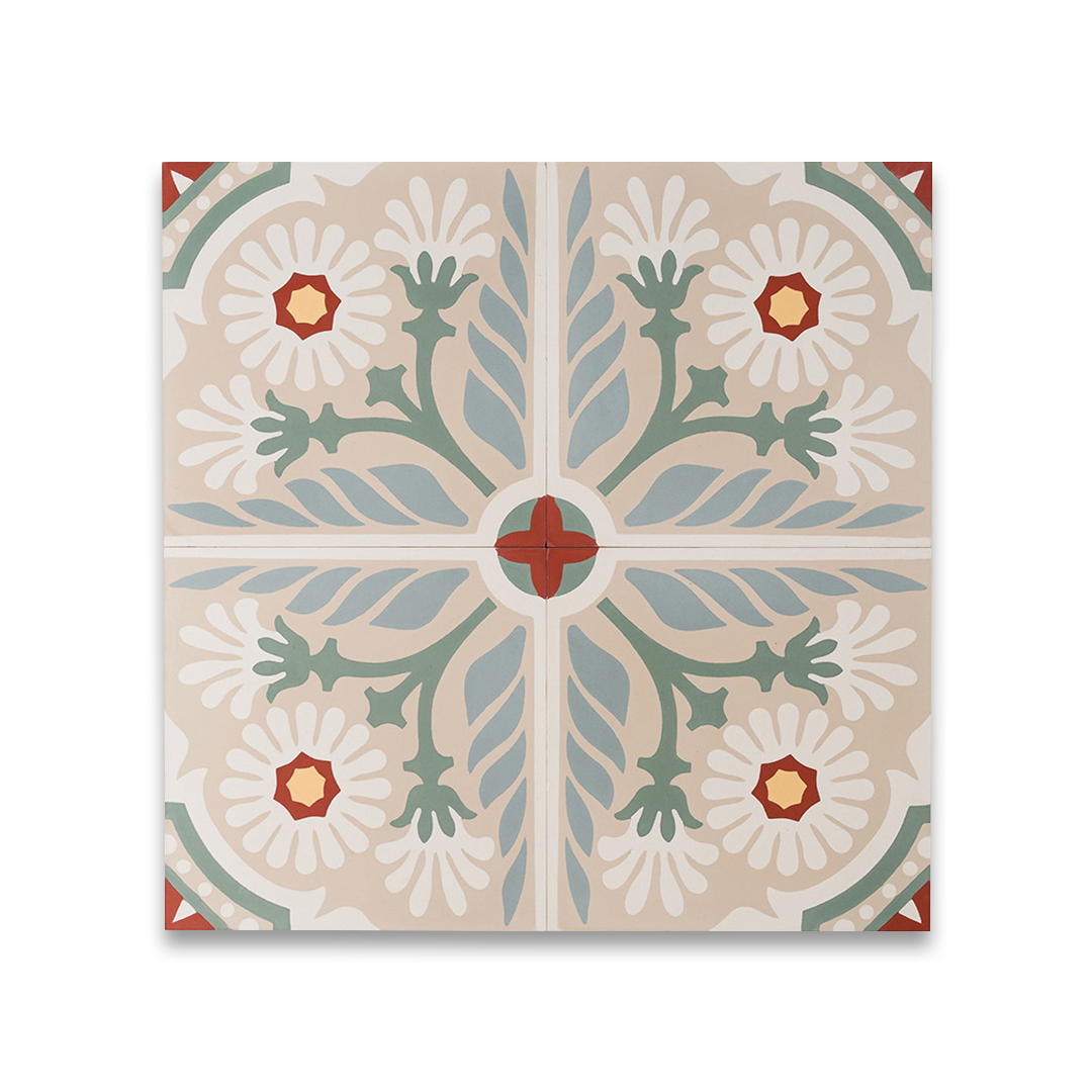 Decorative floral patterned tile.