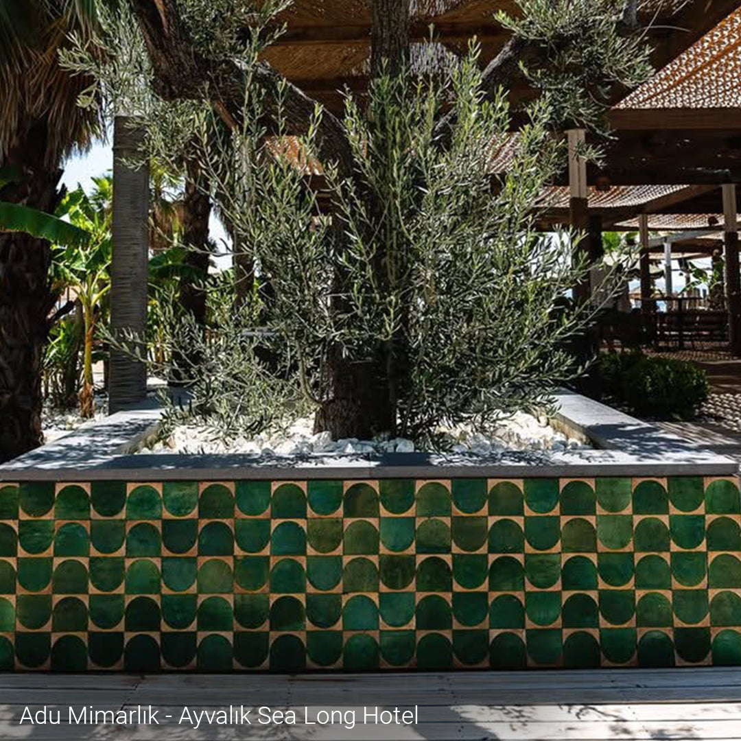Dark Green Arch Terracotta Zellige