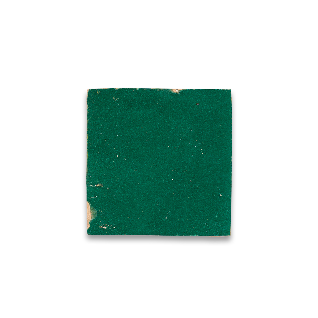 Square piece of green material on a white background