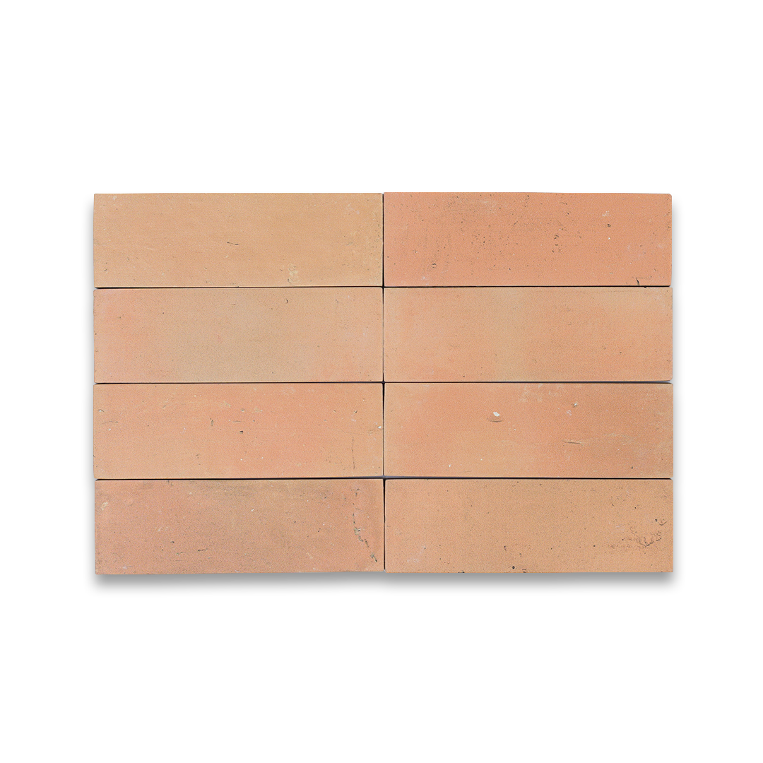 Set of six terracotta tiles arranged in a 2x3 grid on a white background