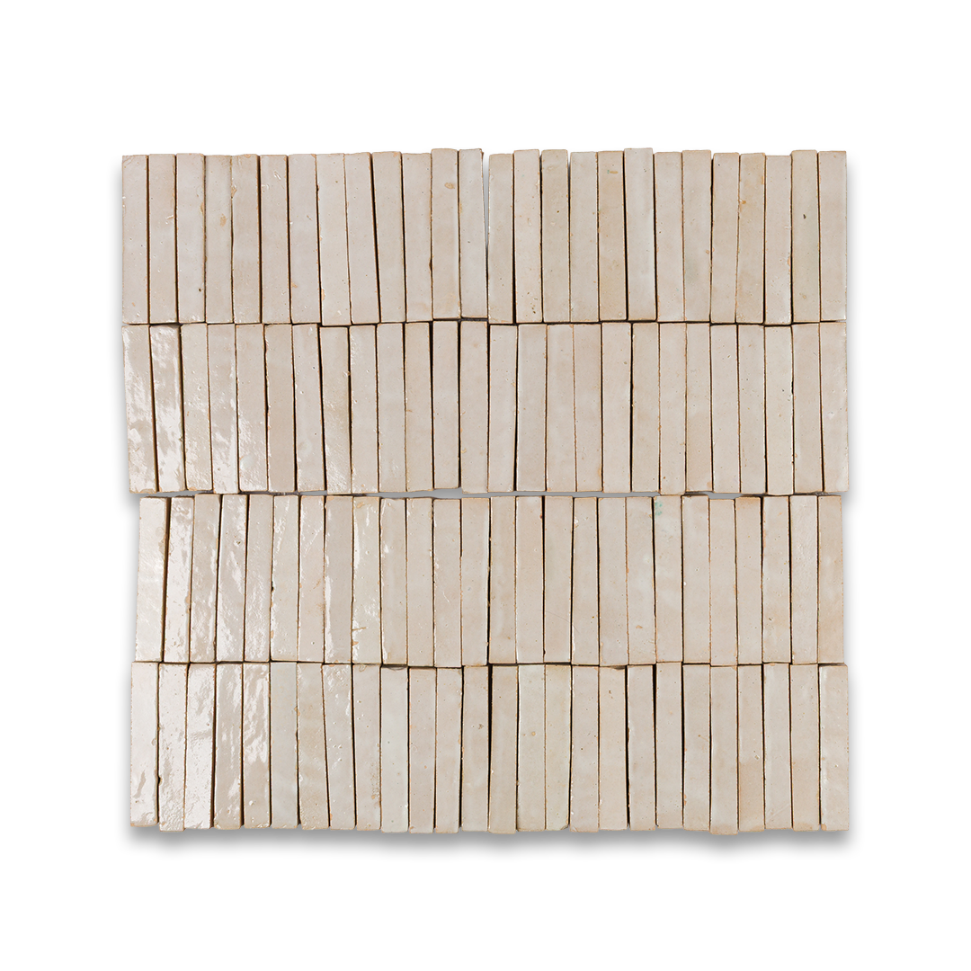 A collection of white tiles piled together, contrasting sharply.