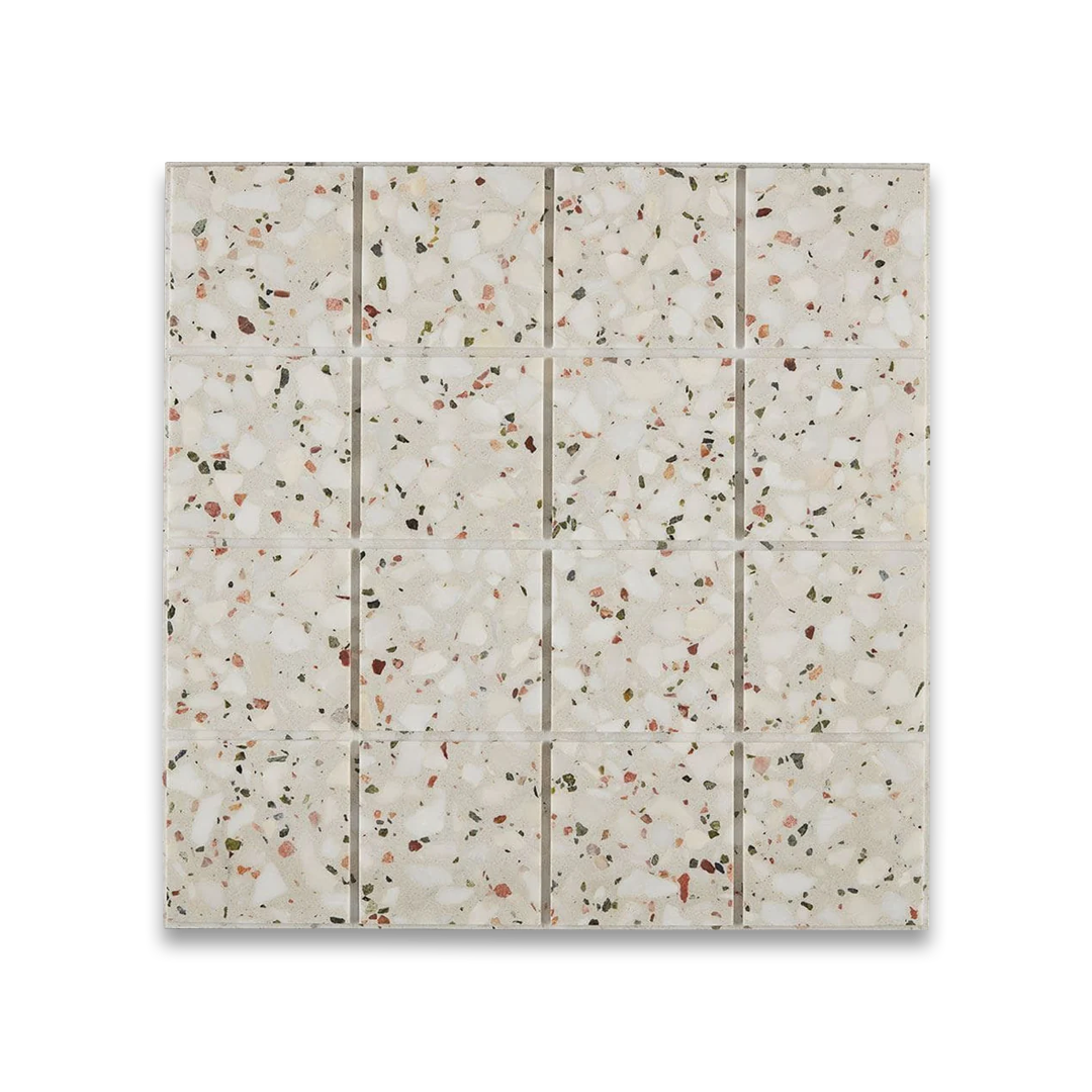 Terrazzo wall tile in soft earth tones