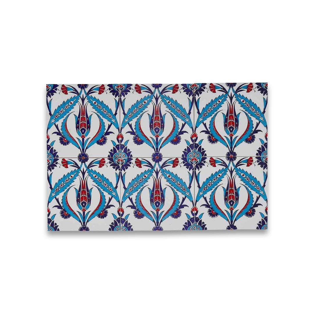 Decorative pillow with a colorful floral pattern on a white background