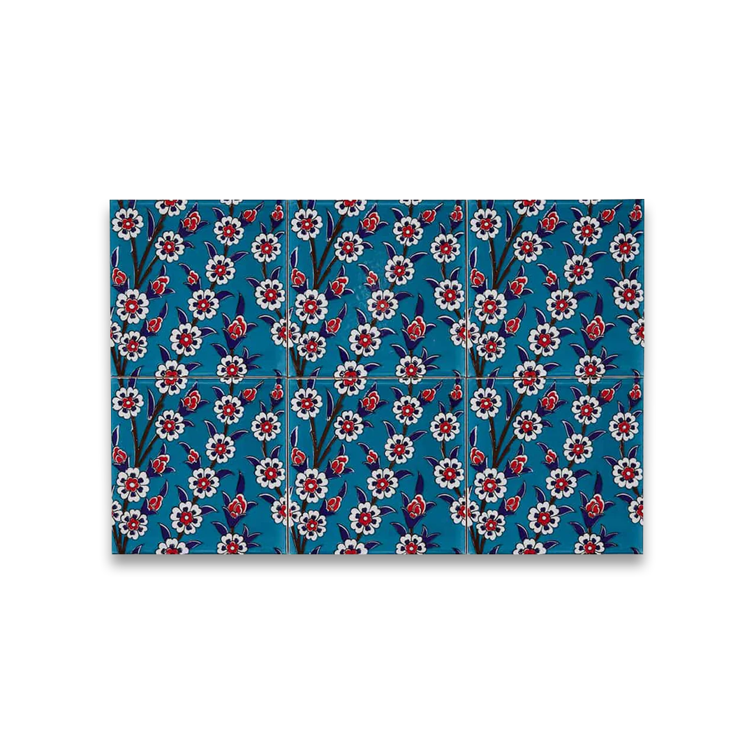 Floral patterned product on a blue background
