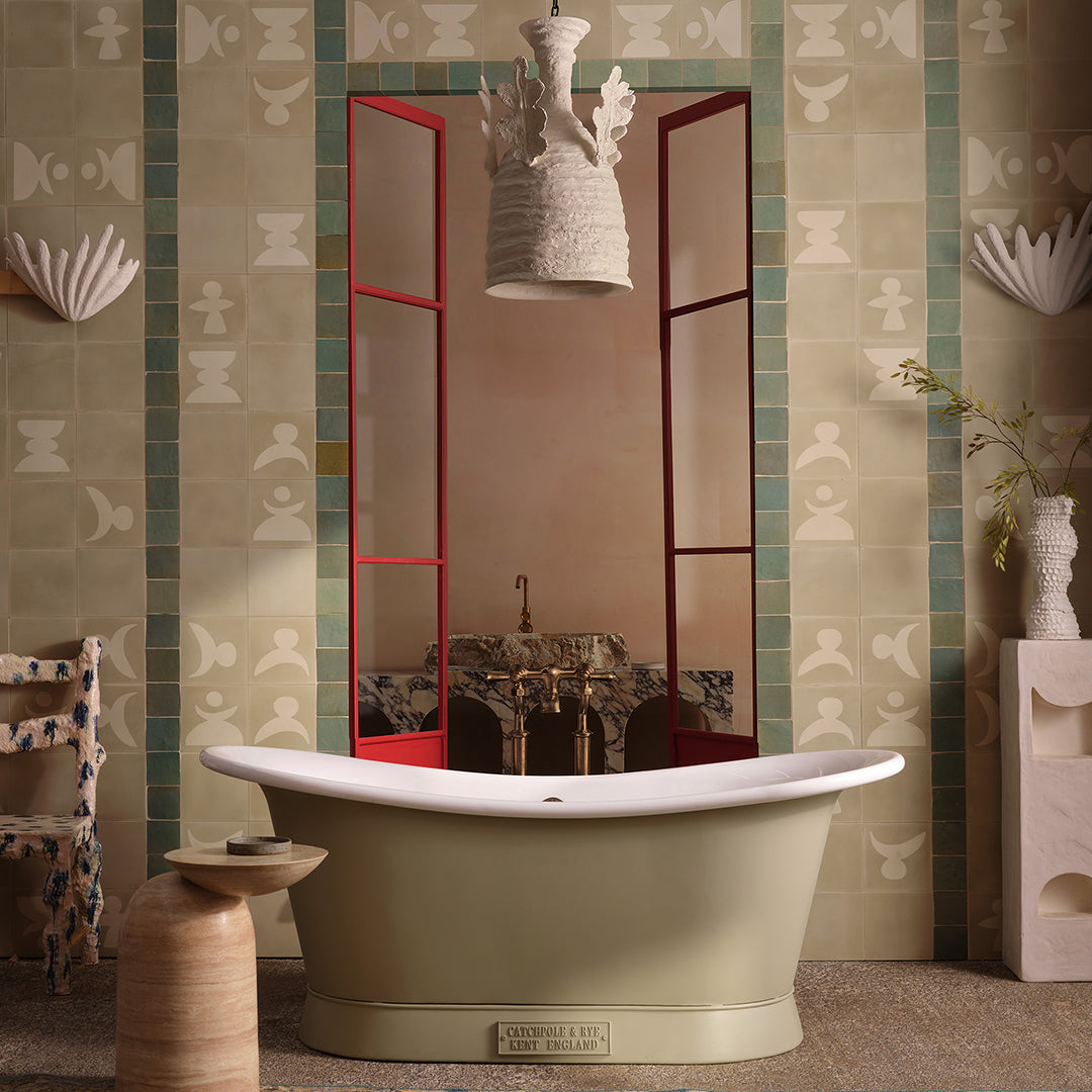 Four beige and cream geometric motifs resembling organic shapes and figures, ideal for modern interiors, artistic flooring, or contemporary wall decor.