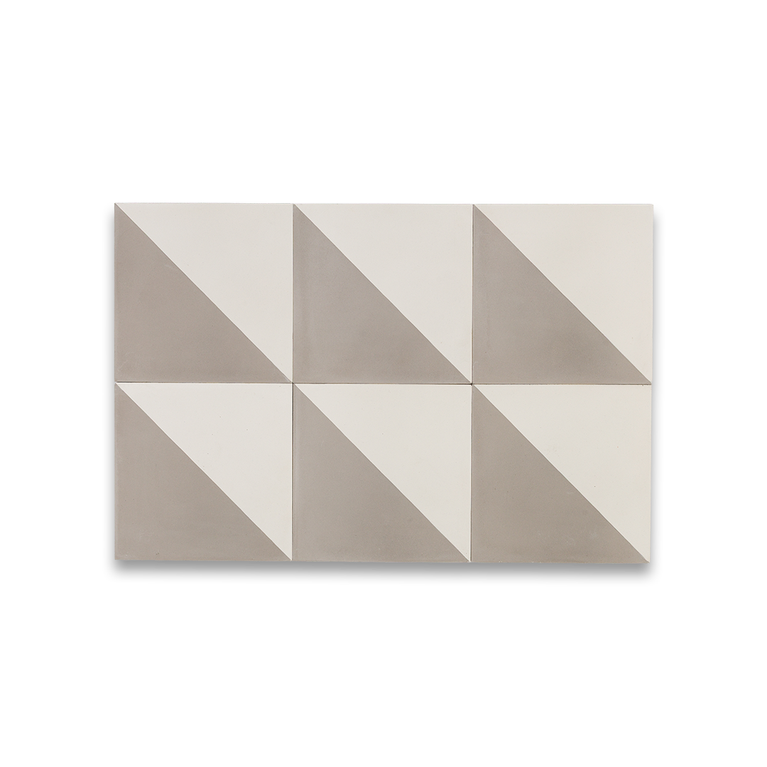 Geometric patterned tile with triangles on a white background