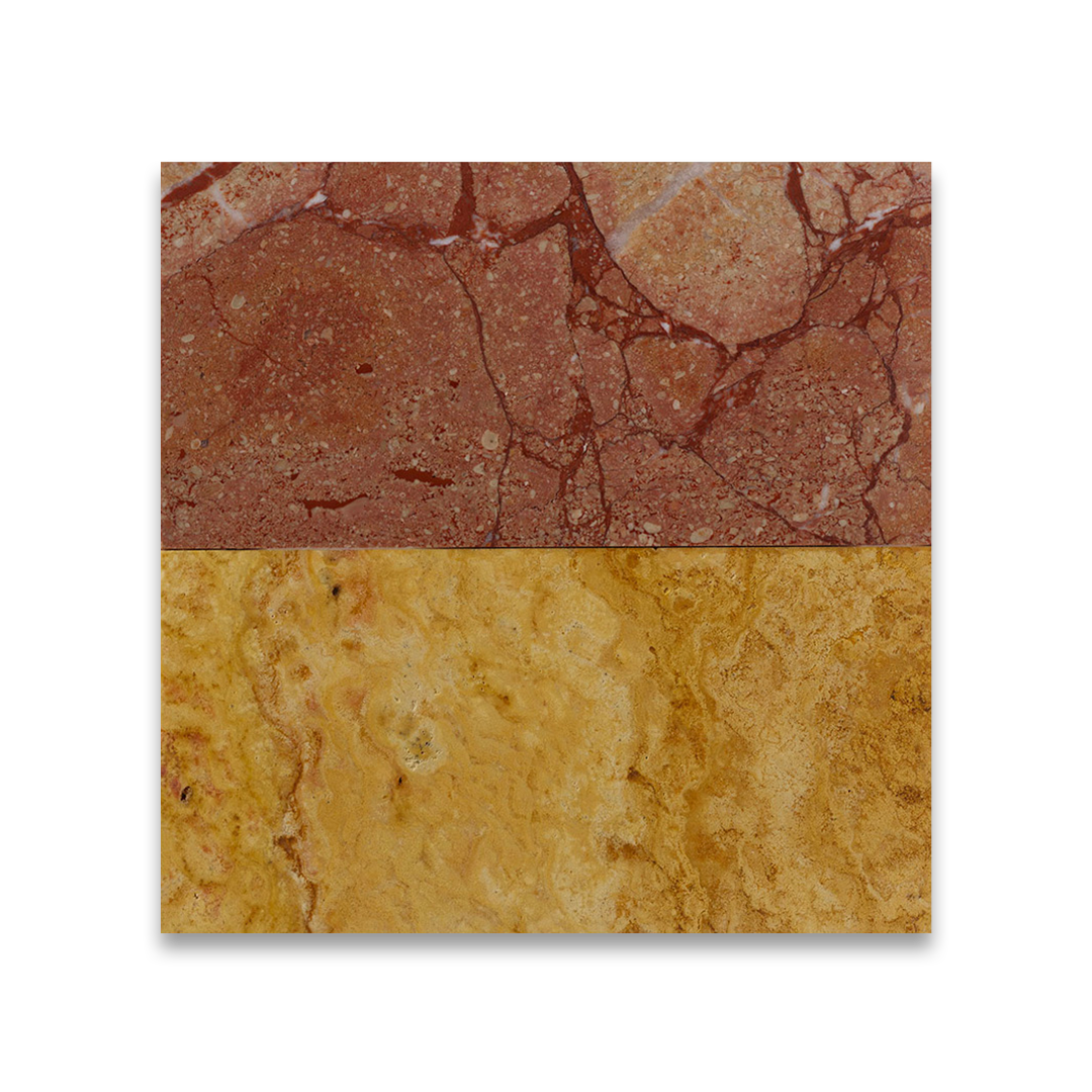 Two different marbled stone samples.