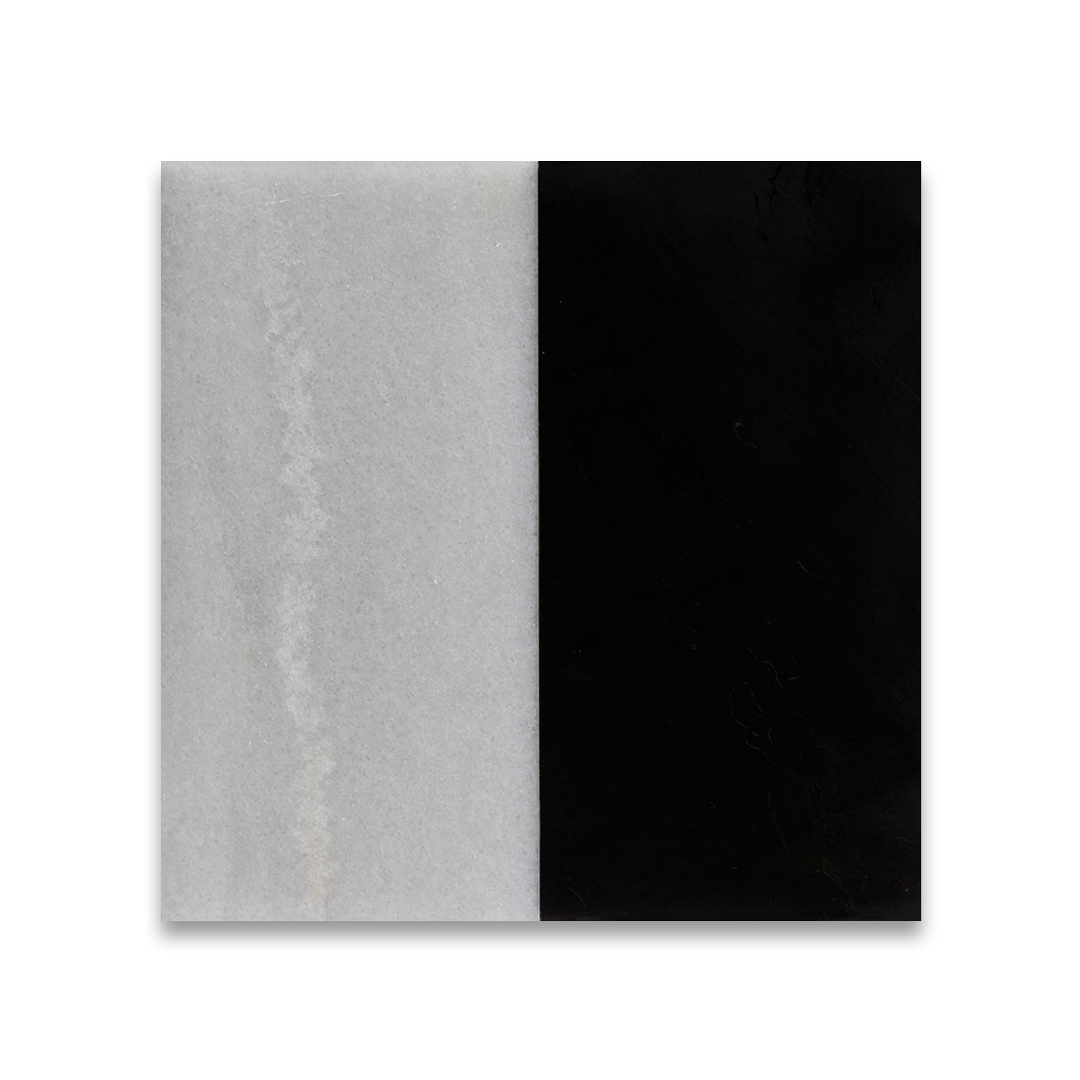 Two square tiles, one gray and one black.