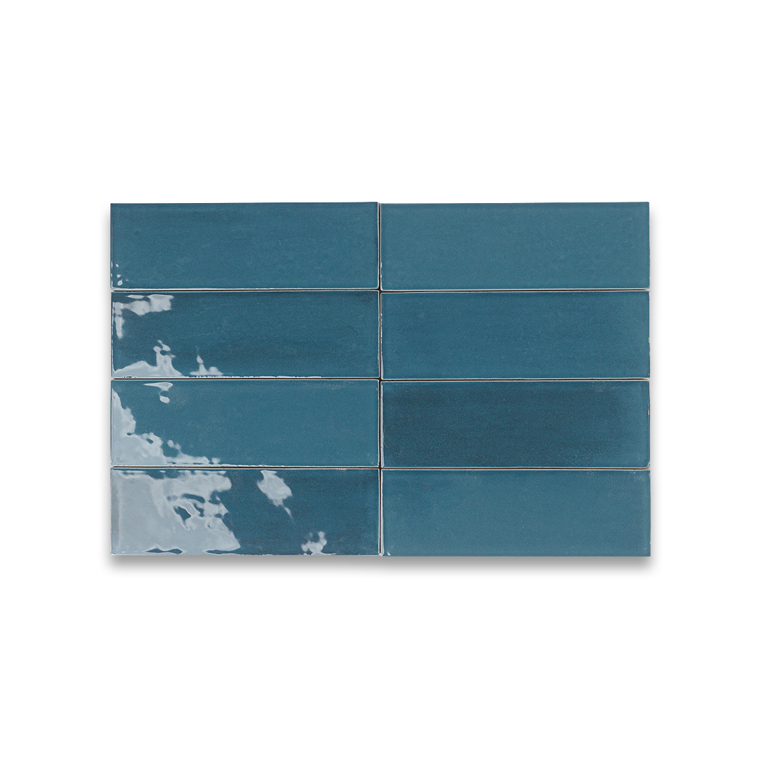 Set of blue tiles on a white background