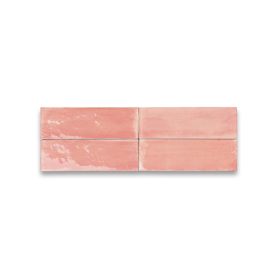 Set of pink tiles on a white background