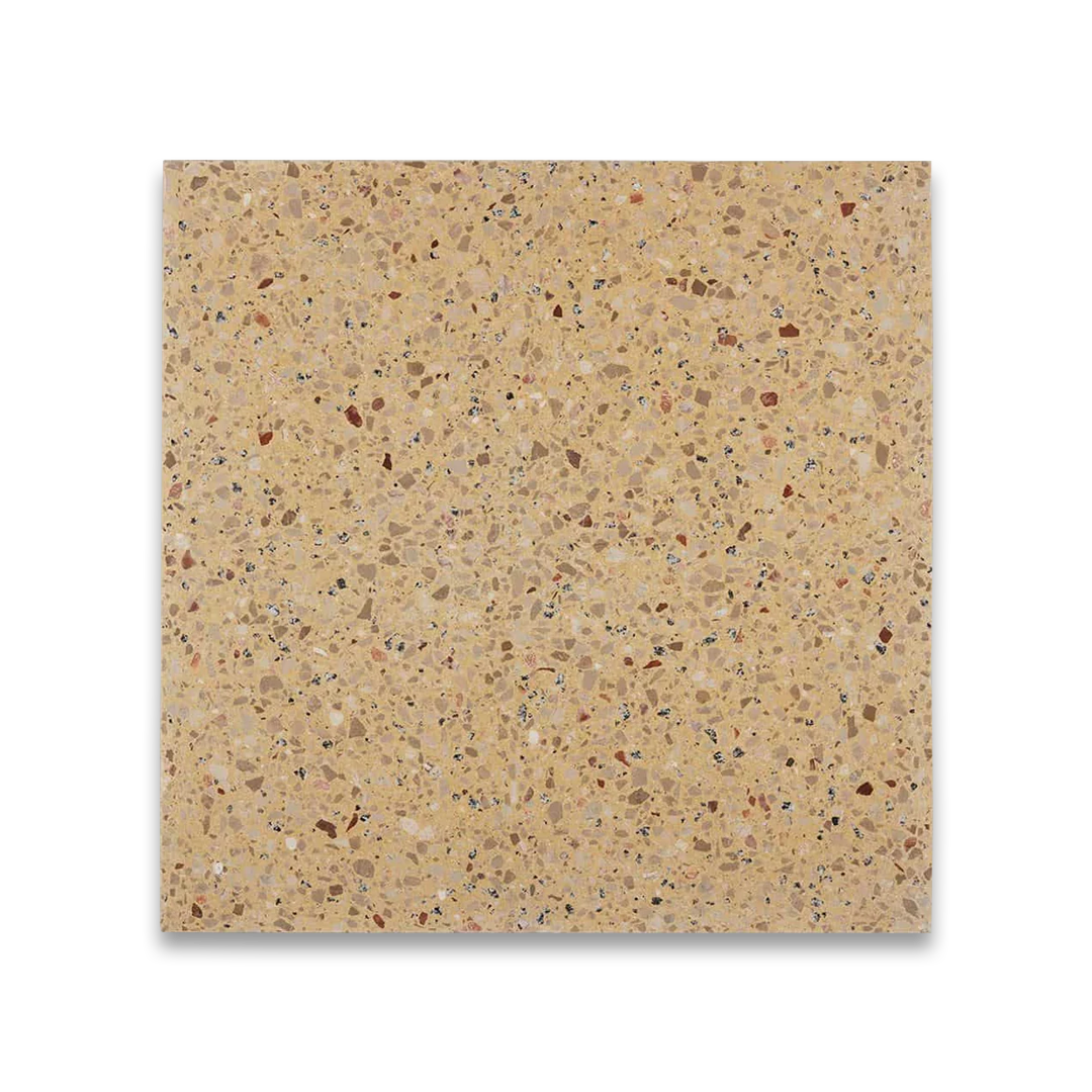 Square tile with a speckled beige pattern.