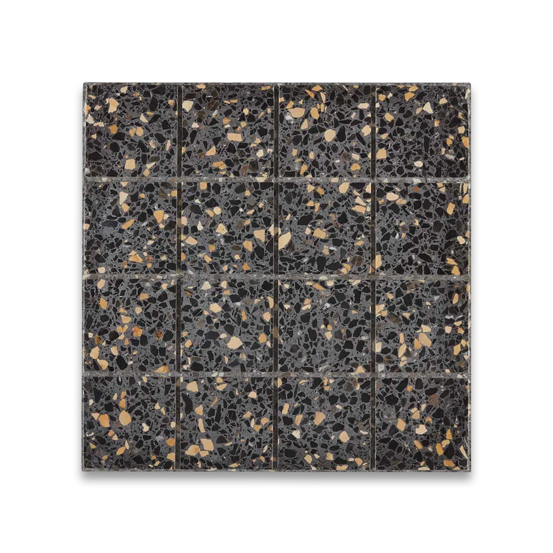 Terrazzo tiles with a speckled pattern