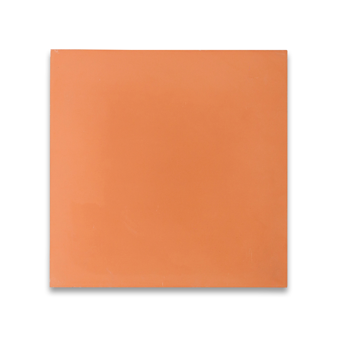 Square cement tile design in solid terracotta orange color with a smooth matte finish, ideal for rustic flooring, wall cladding, patios, or Mediterranean-style interiors.