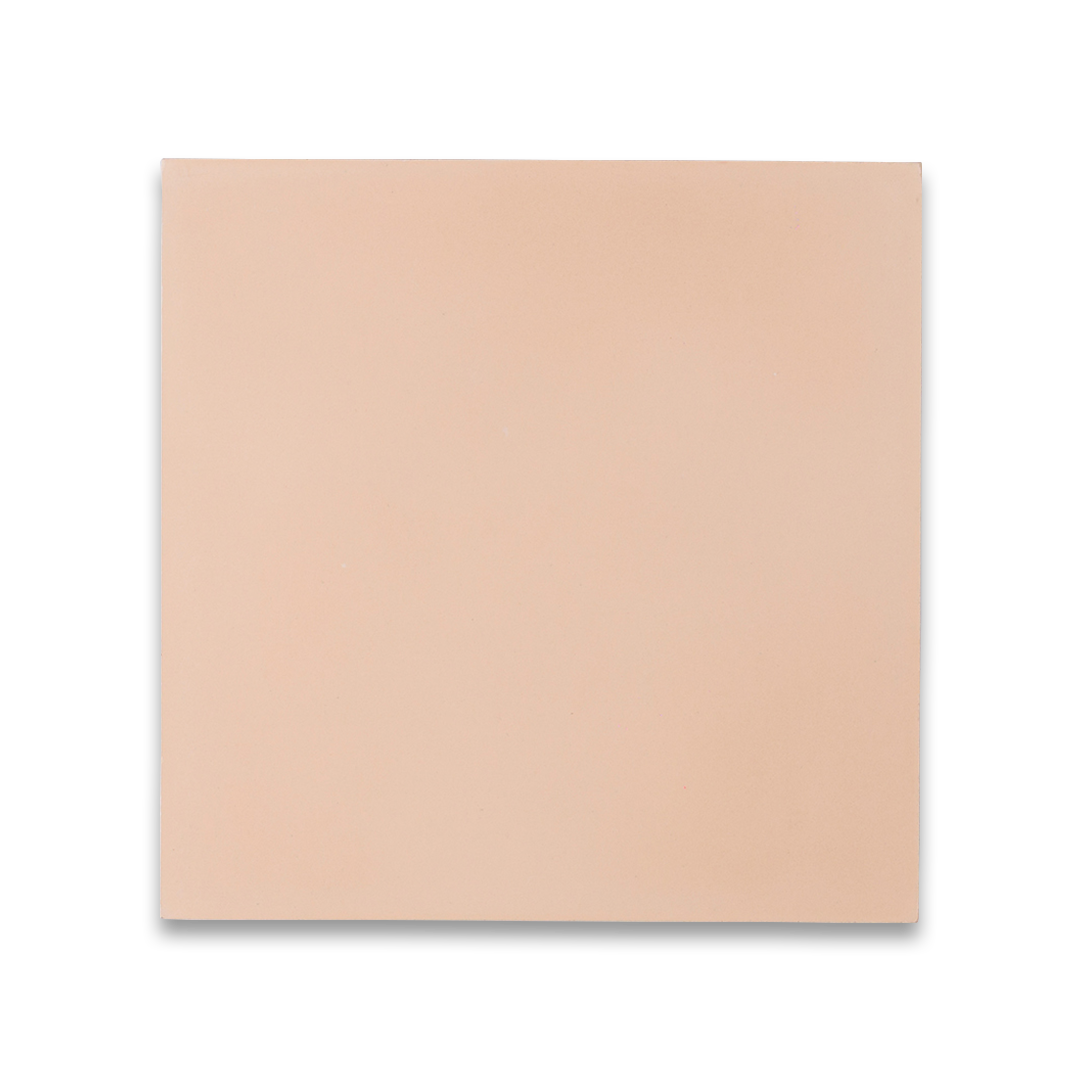 Square blush pink cement tile with a smooth matte finish and solid color surface, ideal for modern, minimalist, or Mediterranean flooring, backsplash, and wall décor applications.