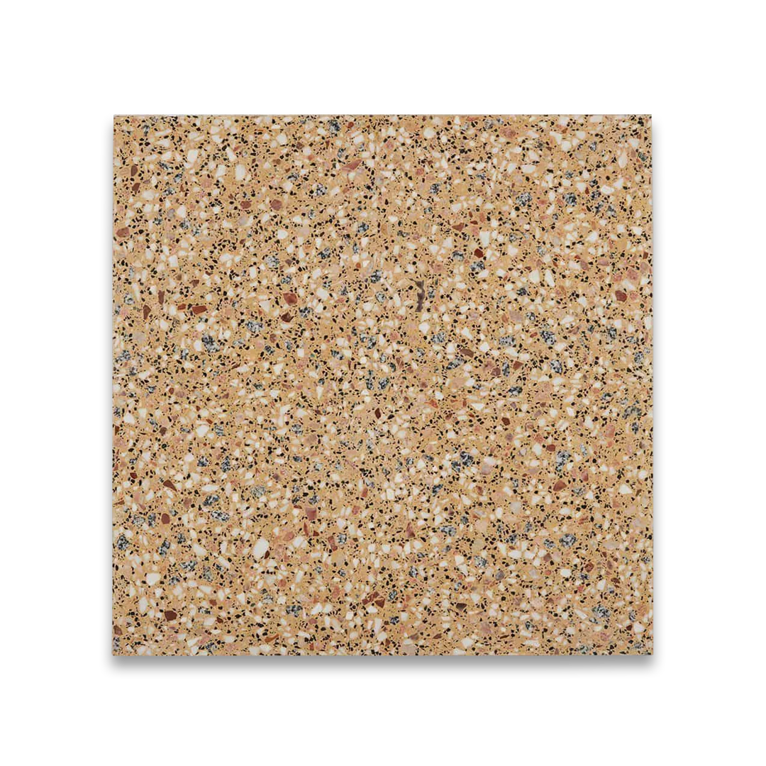 Square tile with a speckled beige and brown pattern on a white background