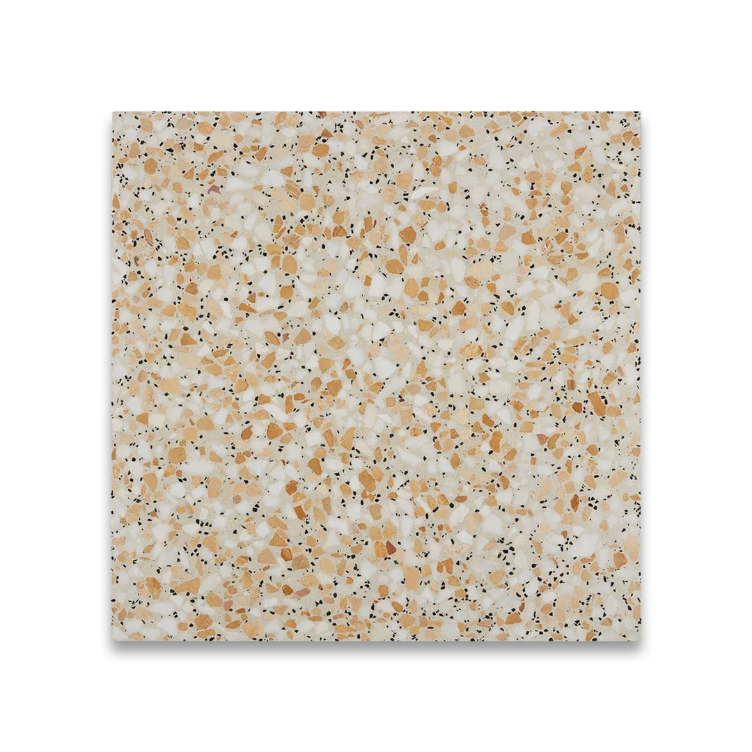 Square tile with a speckled pattern on a white background