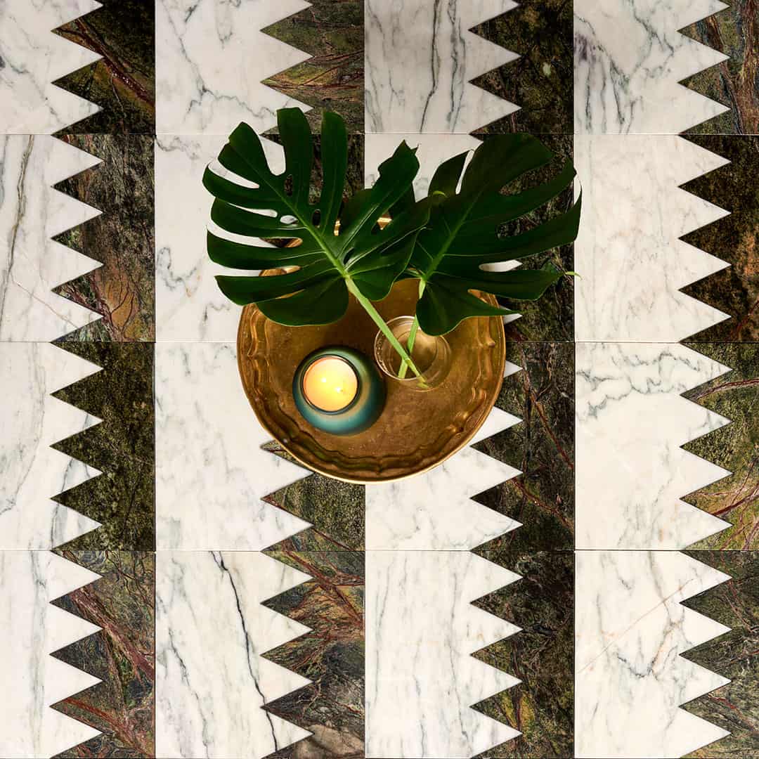 Ceramic marble tile offering durable marble effect styling