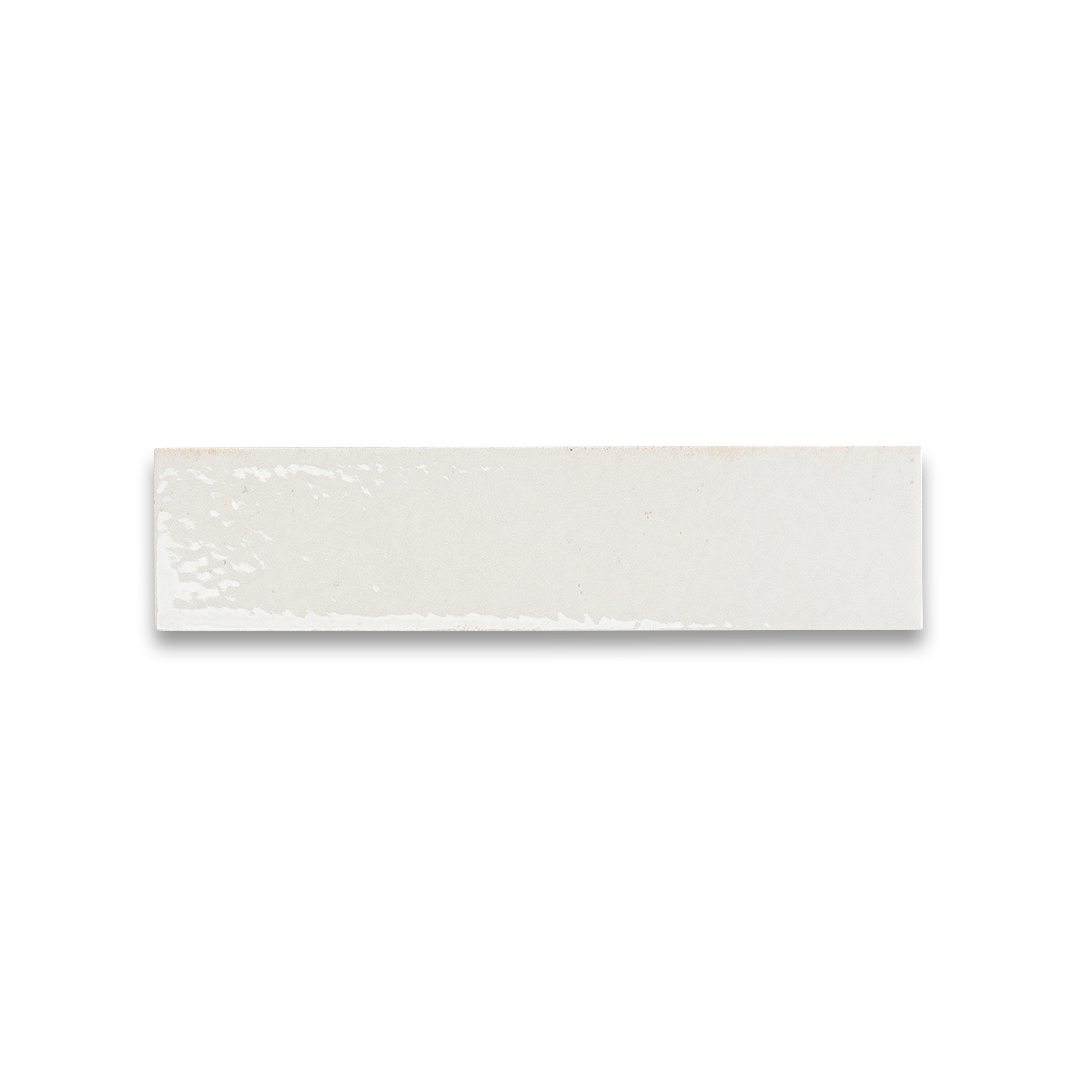 Rectangular white tile with subtle texture on a white background