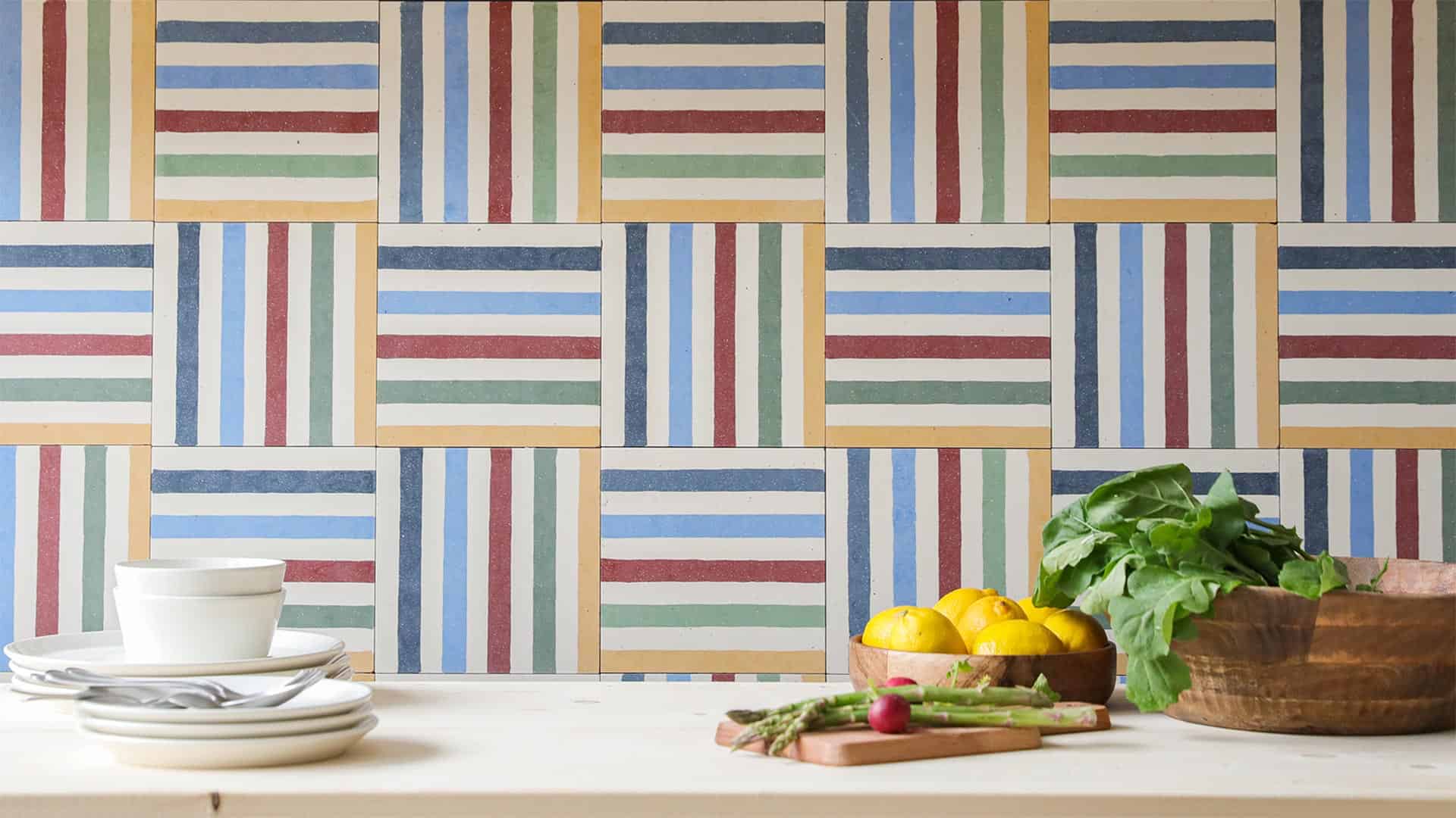 Sunset Stripes Encaustic Cement Tile Sunset Stripes Encaustic Cement Tile