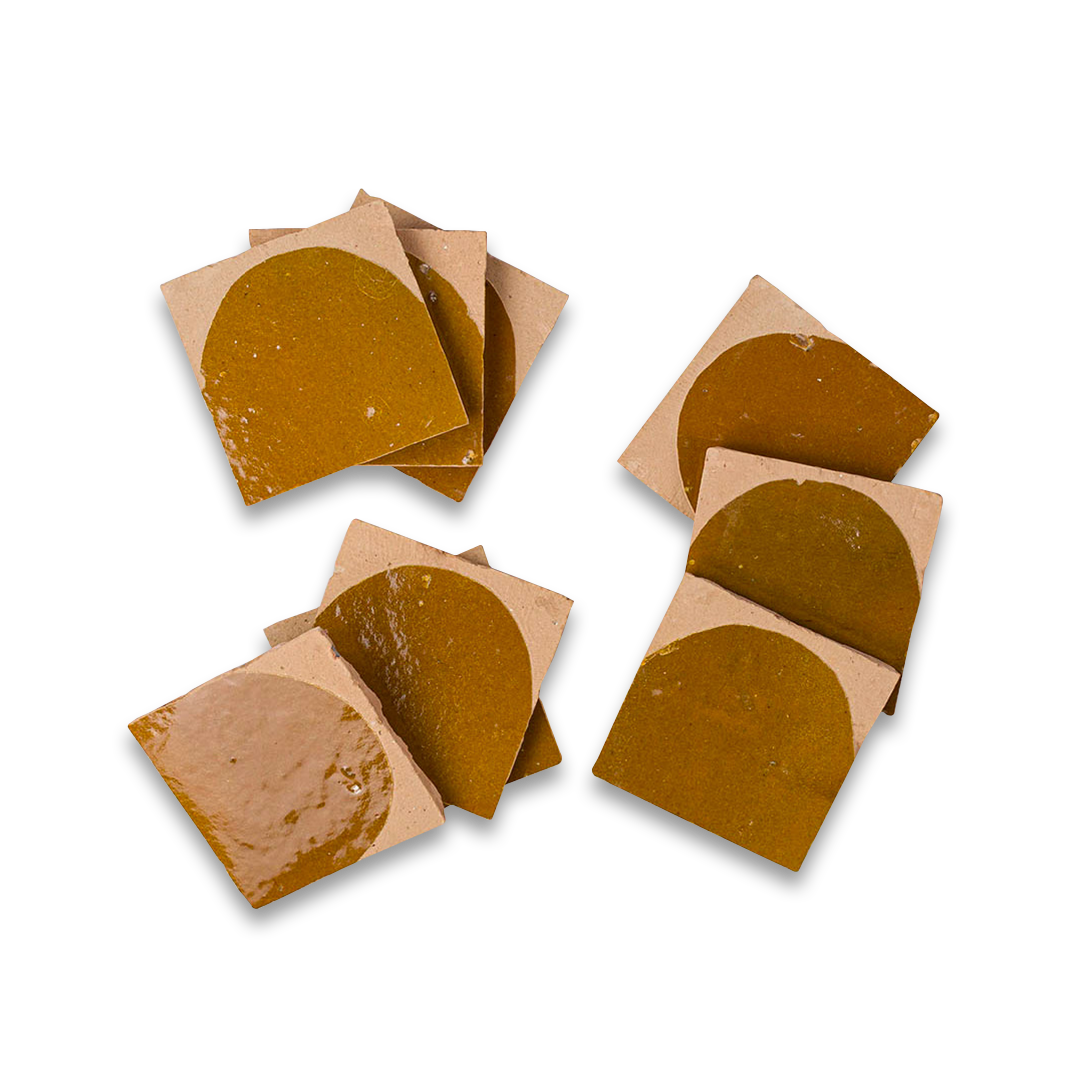 Set of brown coasters on a white background