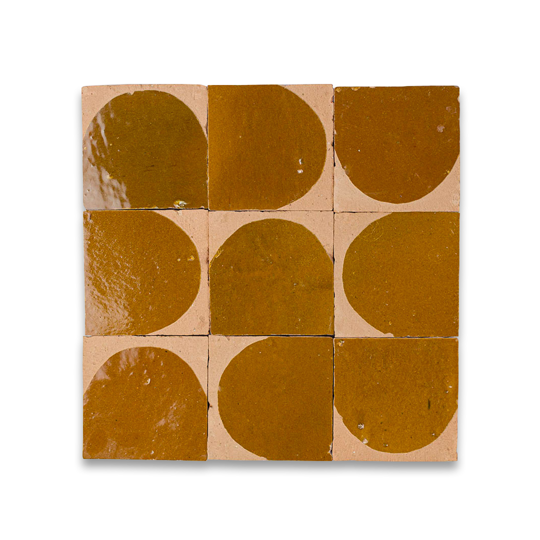 Square tile with brown abstract pattern on a white background