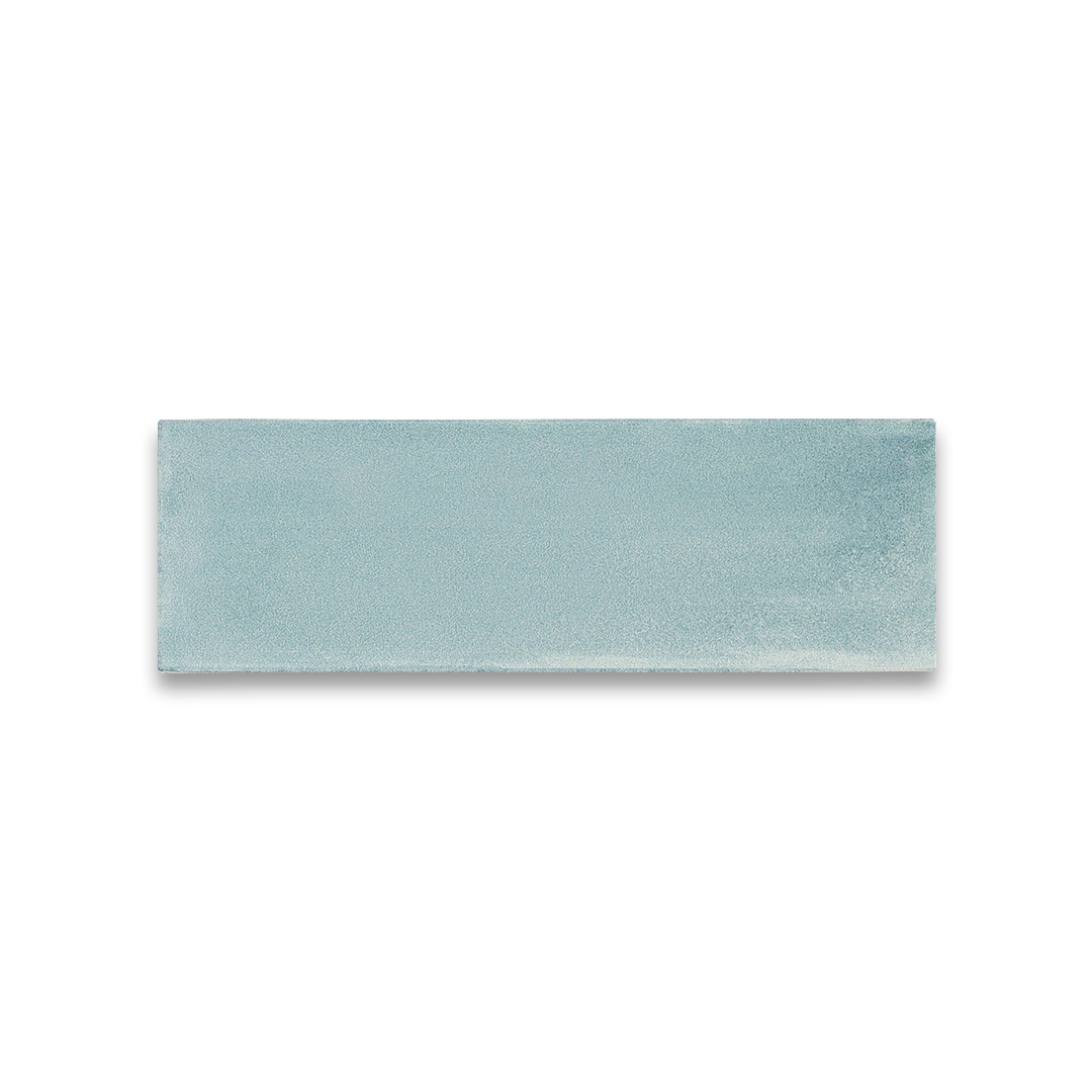 Rectangular light blue tile on a white background