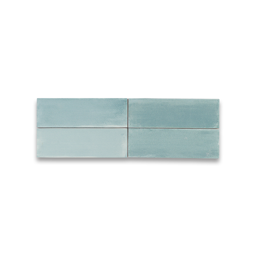 Two light blue tiles on a white background