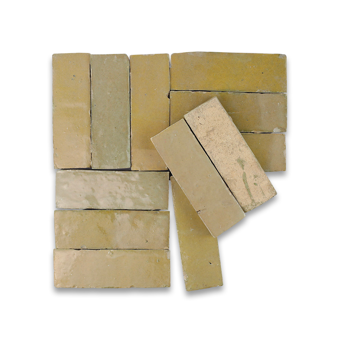 Set of beige stone tiles on a white background