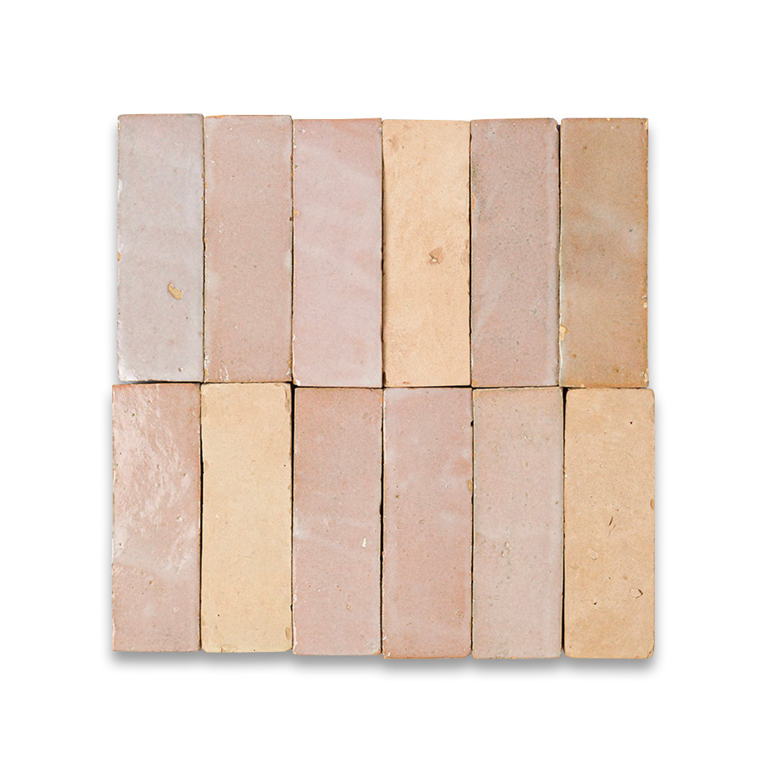 Set of stone tiles in various shades of brown and beige on a white background