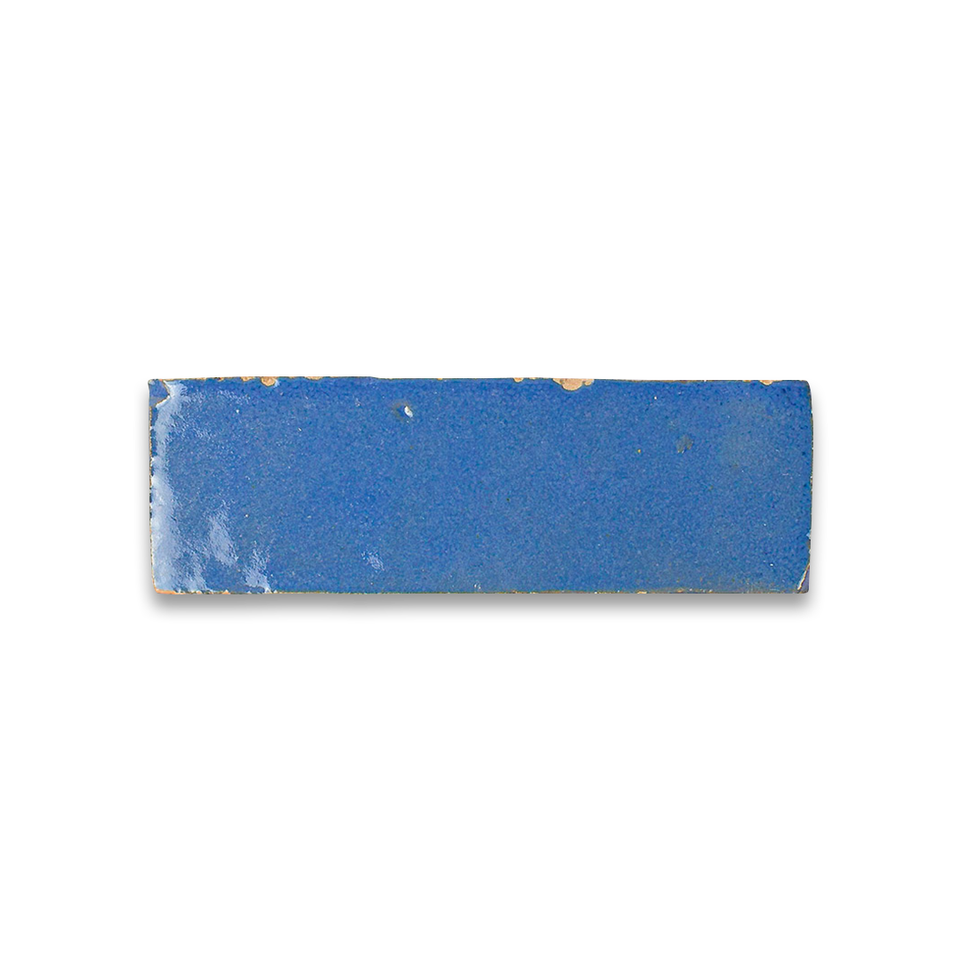 Rectangular blue tile on a white background