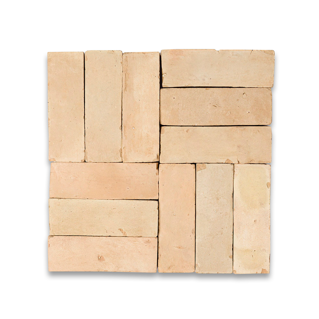 Square arrangement of wooden blocks on a white background