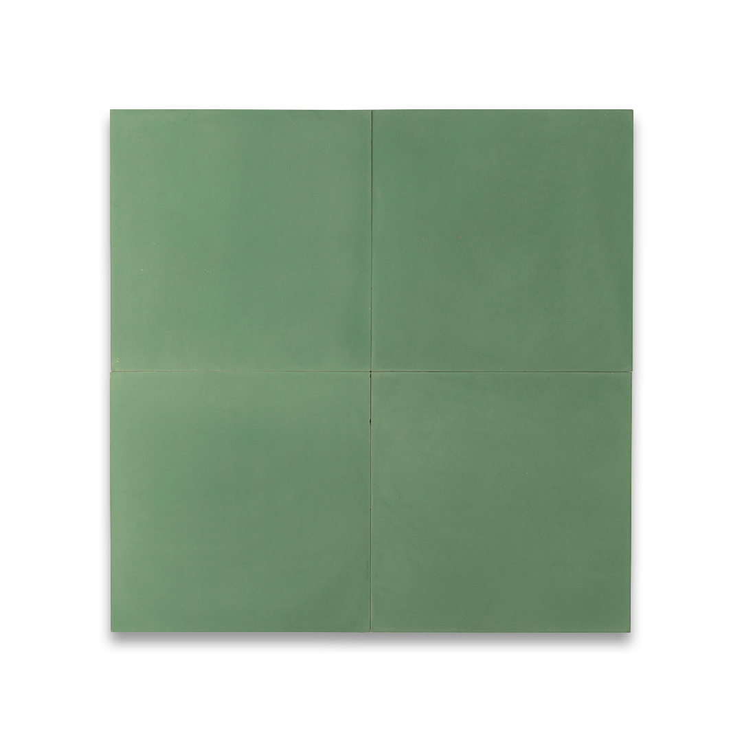 Smooth green rectangular cement tile sheet with uniform matte finish, offering a minimalist and versatile design