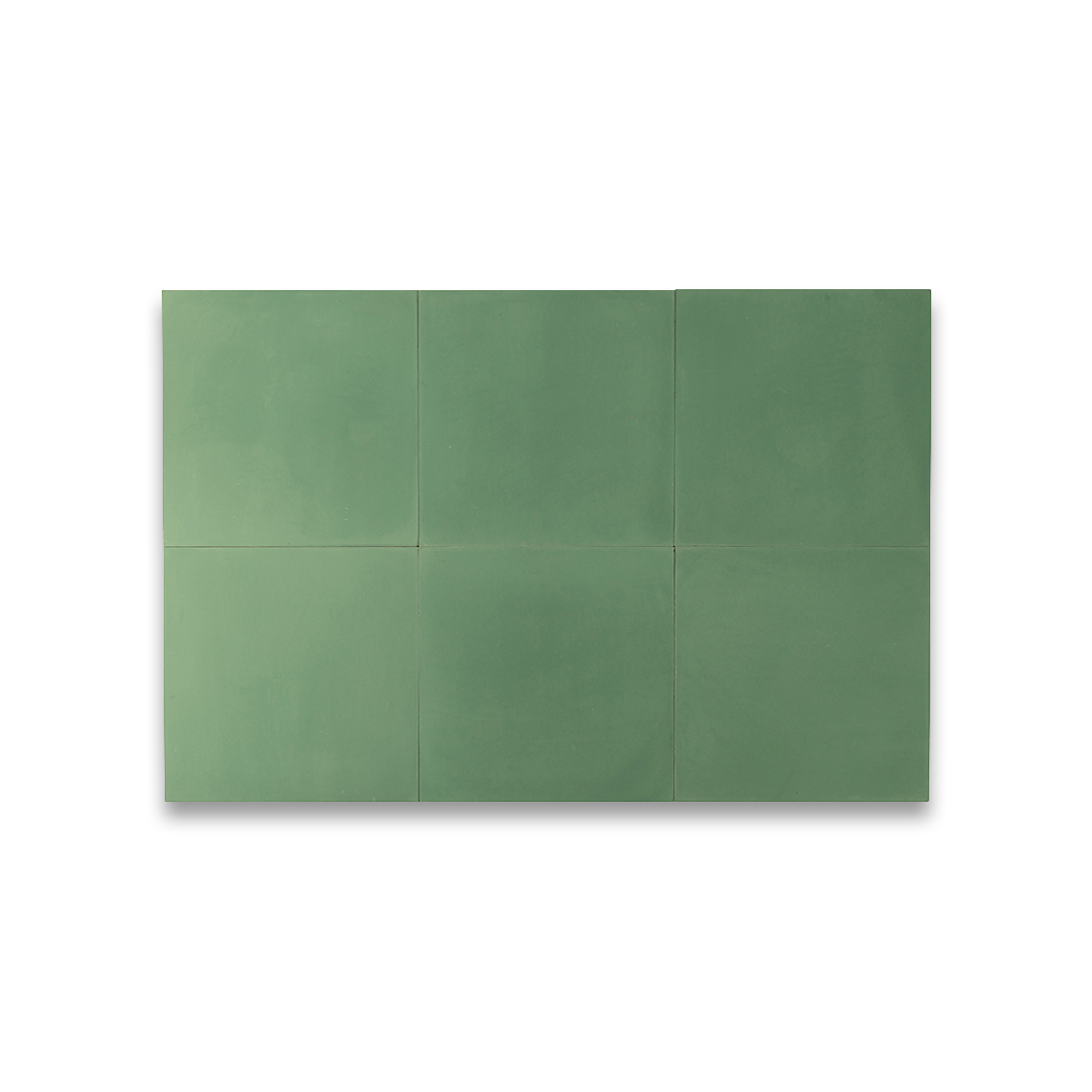 Smooth green rectangular cement tile sheet with uniform matte finish, offering a minimalist and versatile design