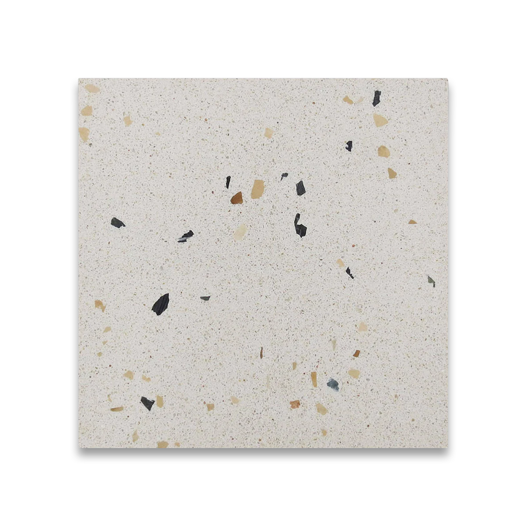 Square tile with a terrazzo pattern on a white background
