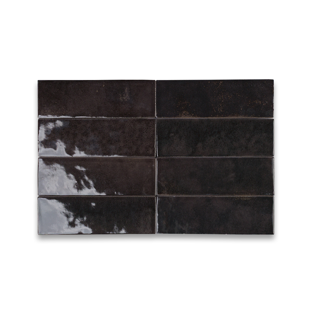 Black rectangular tiles on a white background