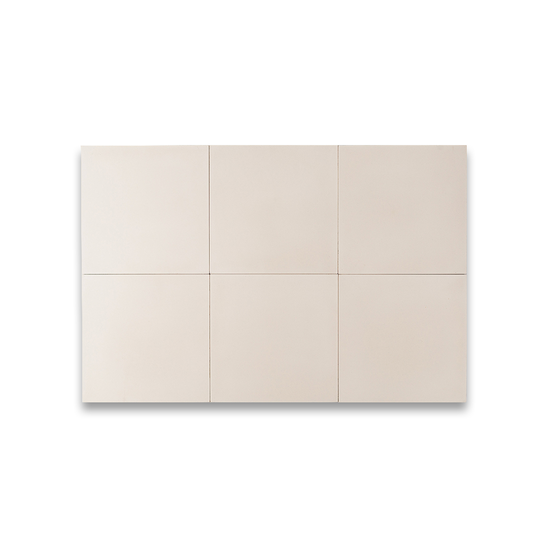 Matte cream square cement tile featuring a smooth, uniform surface with subtle texture, ideal for minimalist interiors, modern flooring, and wall applications in contemporary residential spaces.