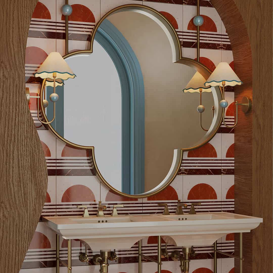  A bathroom featuring a mirror above a sink, with neutral-colored walls and a clean, organized appearance.
