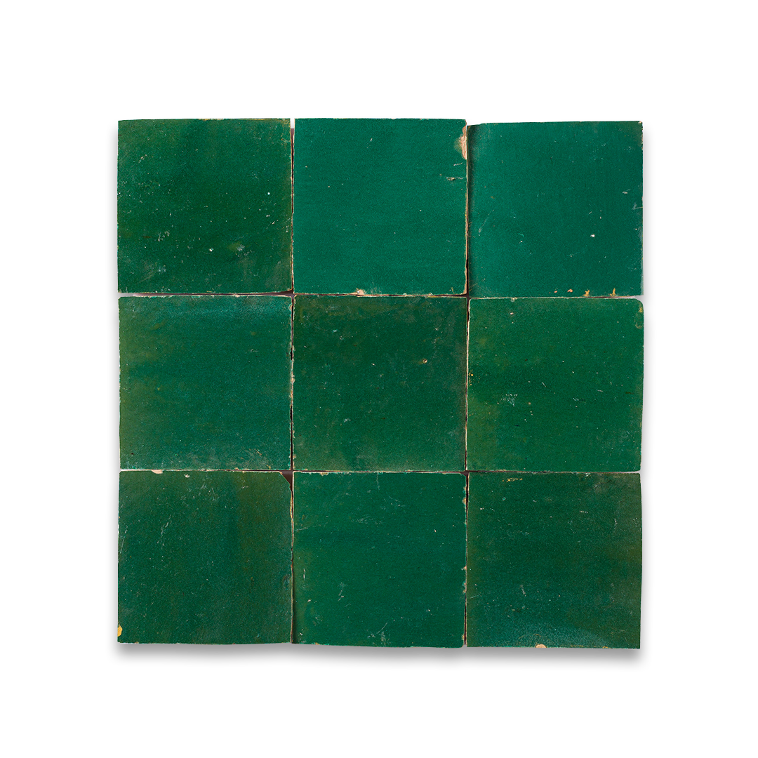 Nine green square tiles arranged in a 3x3 grid on a white background