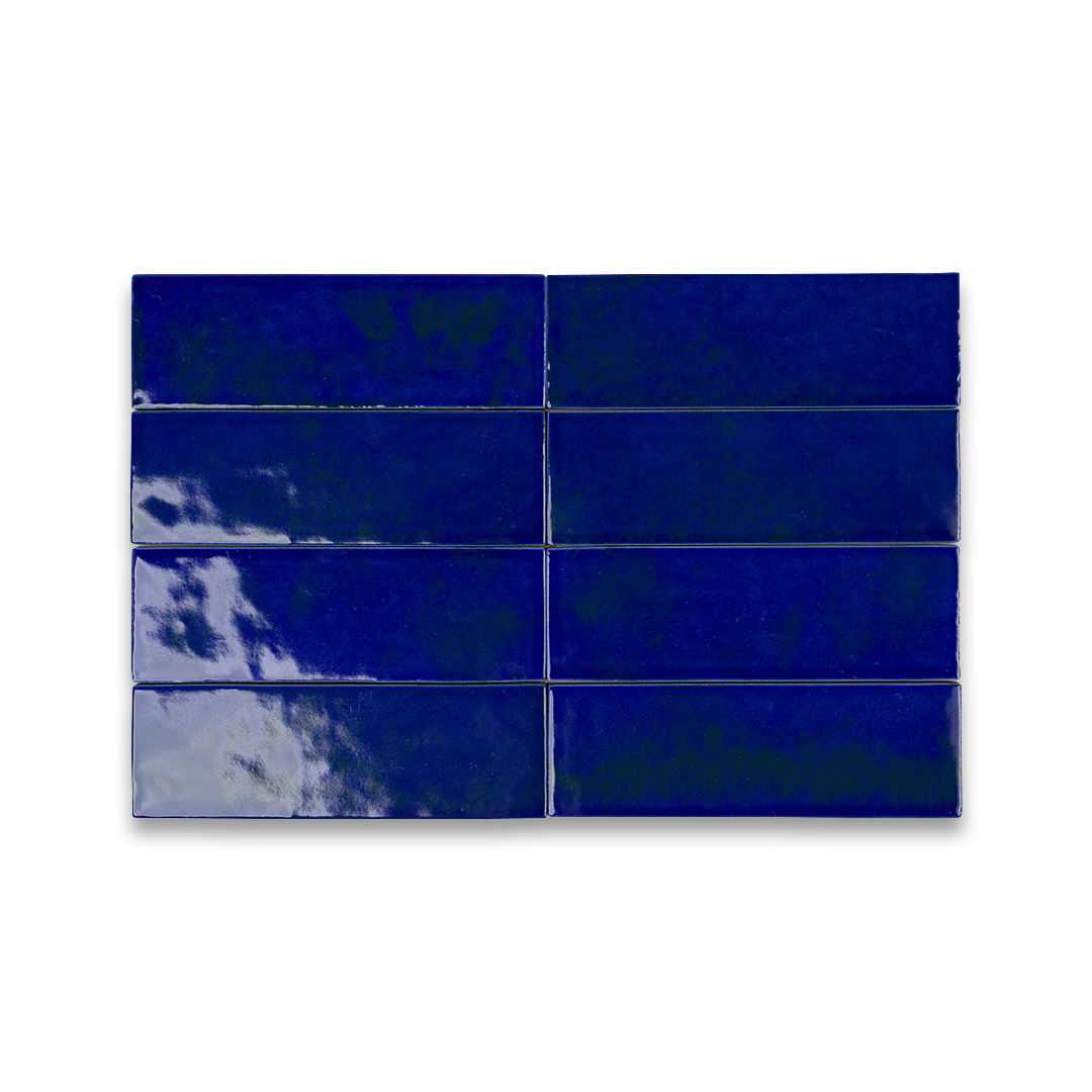 Set of six blue tiles on a white background