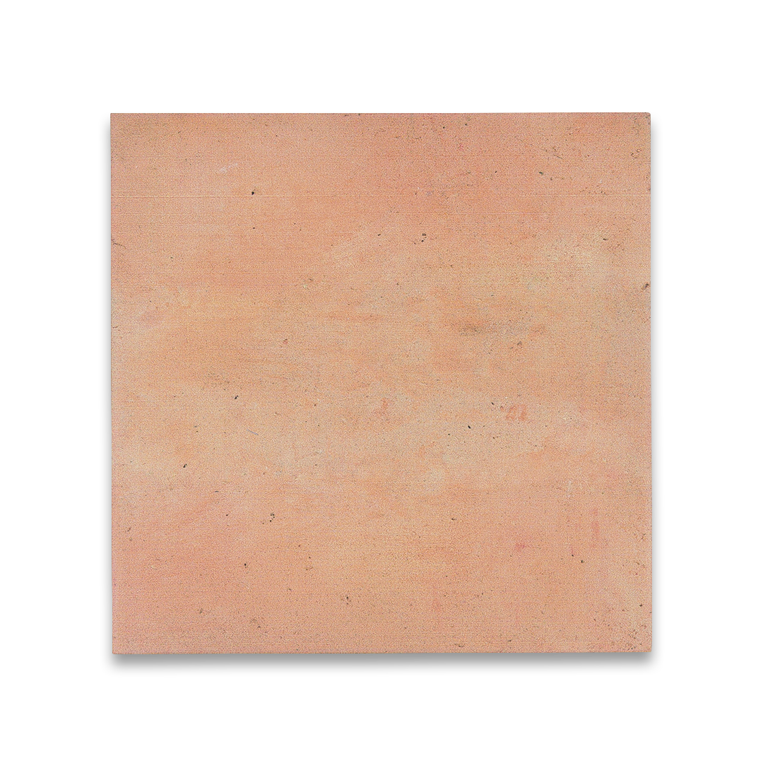 Square tile with a terracotta color on a white background