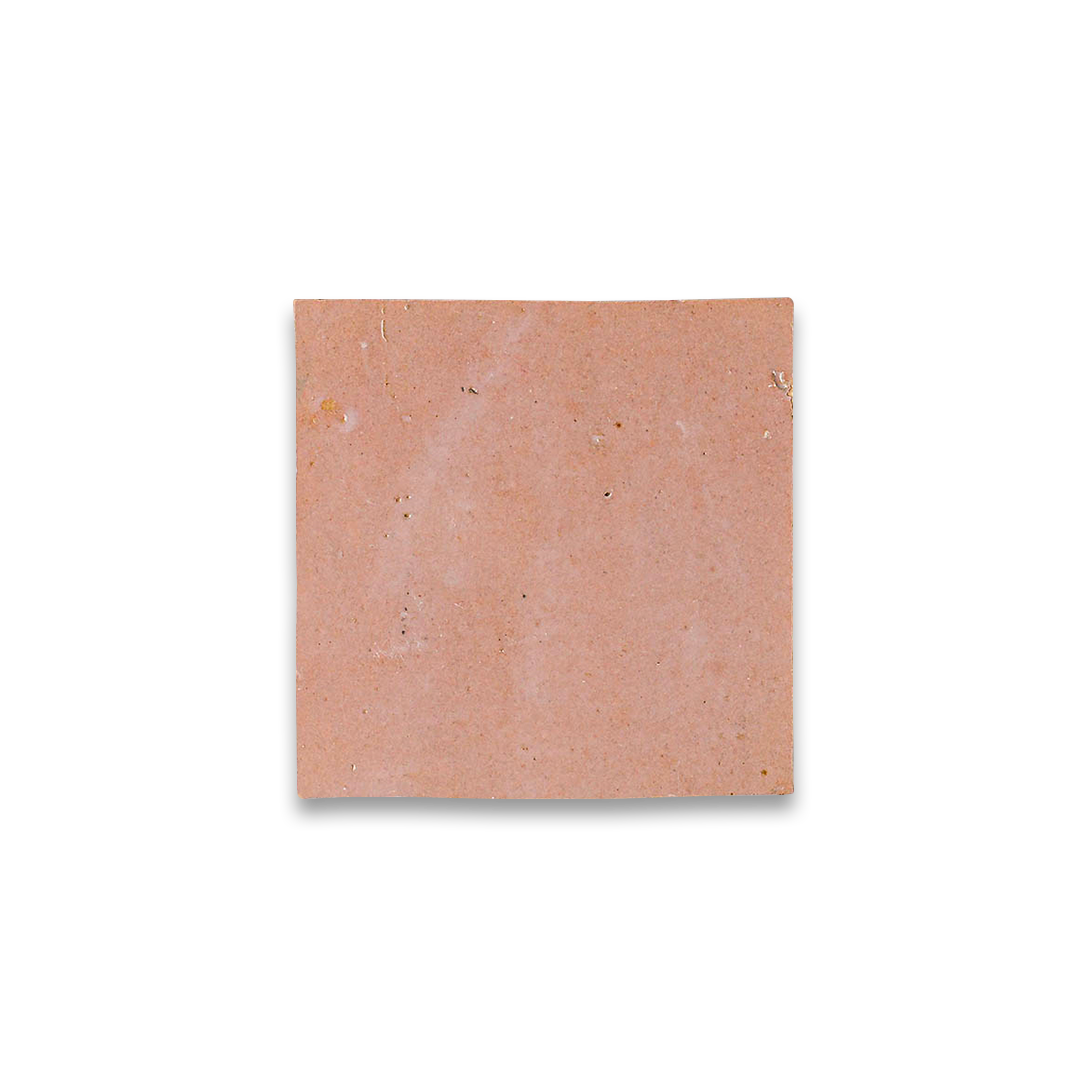Square tile with a terracotta color on a white background